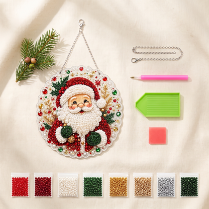 Santa DIY pearl ornament kit contents