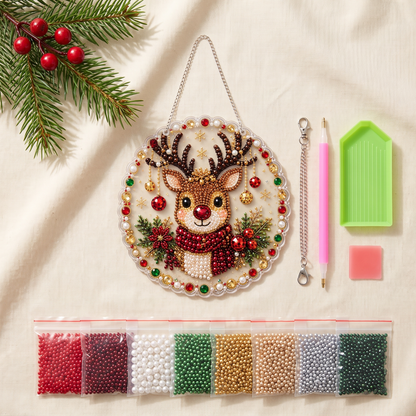 Reindeer DIY pearl ornament kit contents