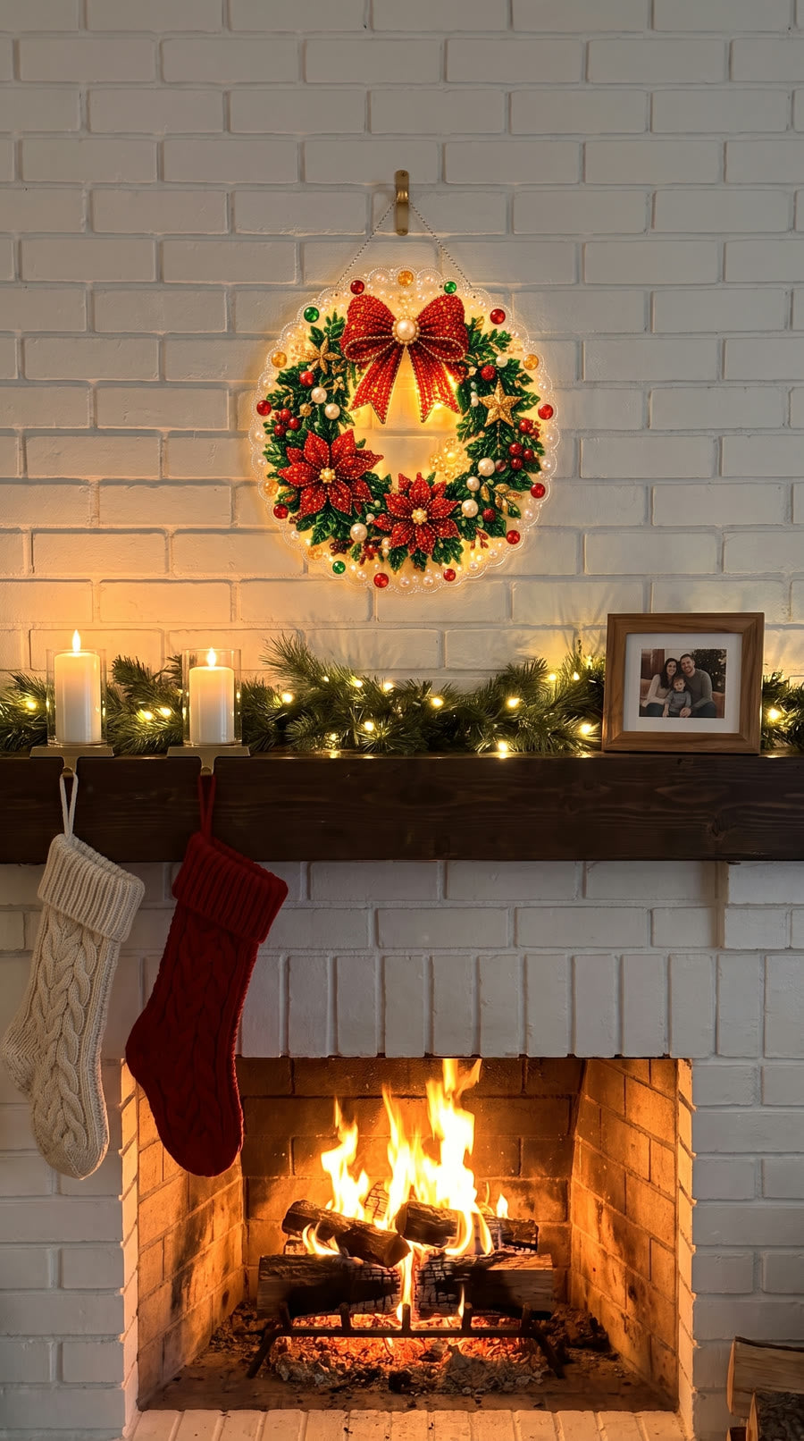 By the fireplace